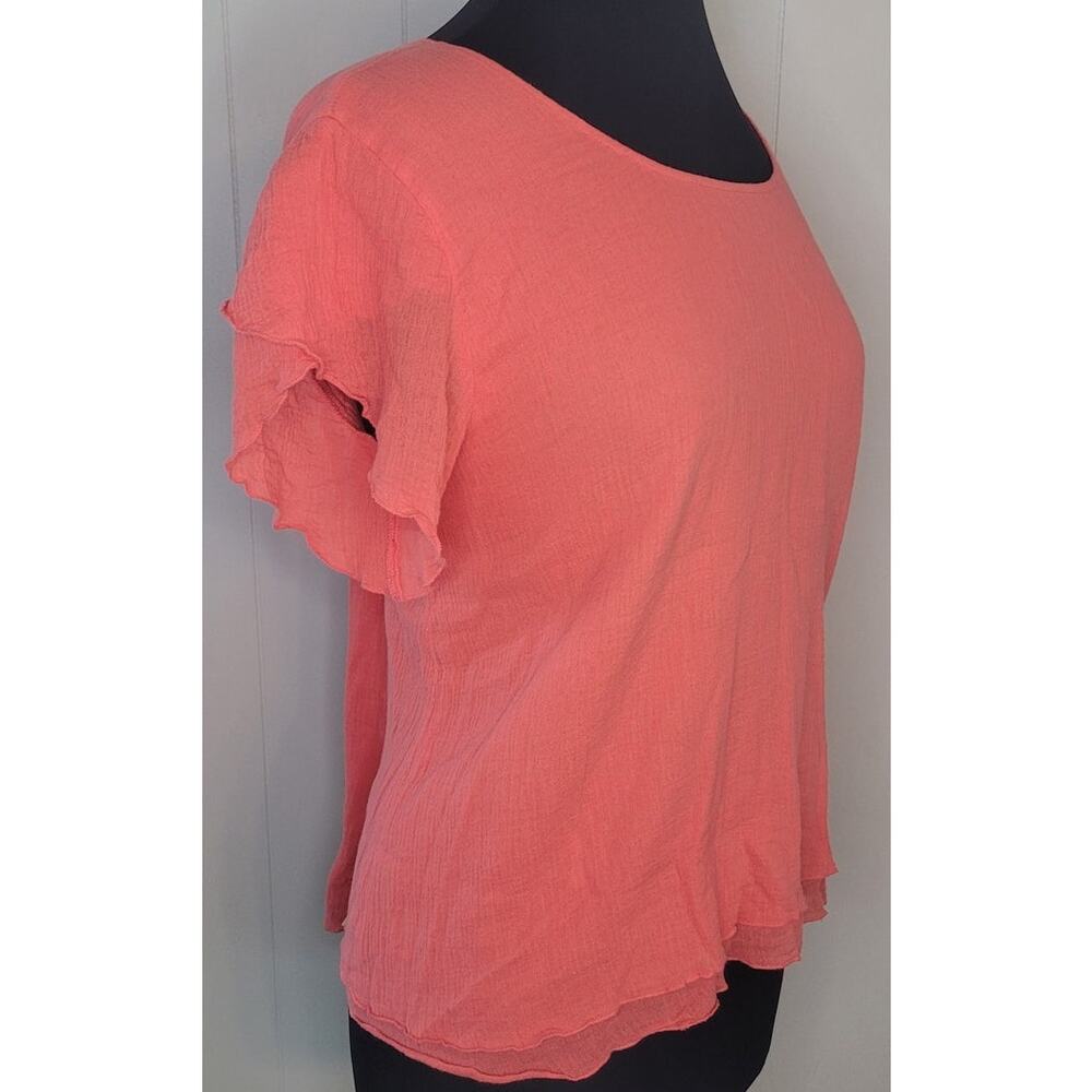 Soft Surroundings Jacinda Gauze Top PS Coral Tiered Boho Romantic Coastal Soft